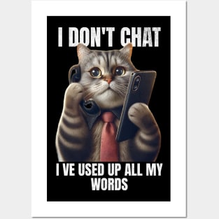 I Don't Chat I've Used Up All My Words Funny Saying Posters and Art